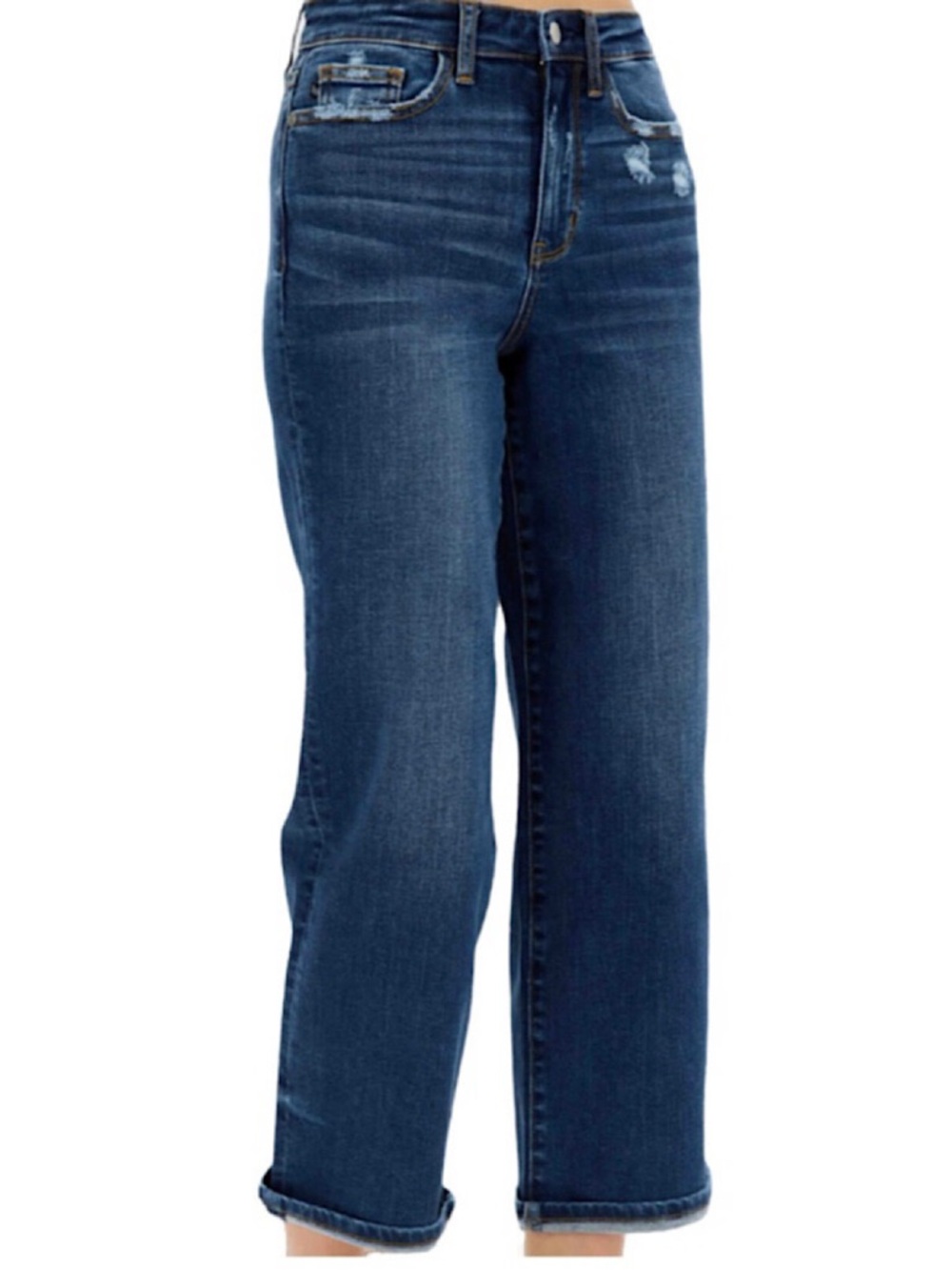 Judy Blue Wide Leg Dark Wash High Rise Distressed Jeans size 9/29 - Picture 2 of 10